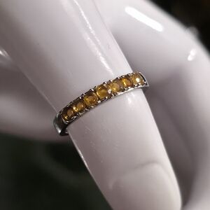 Stainless Steel Band with Vibrant Citrine Colored Yellow Accents
